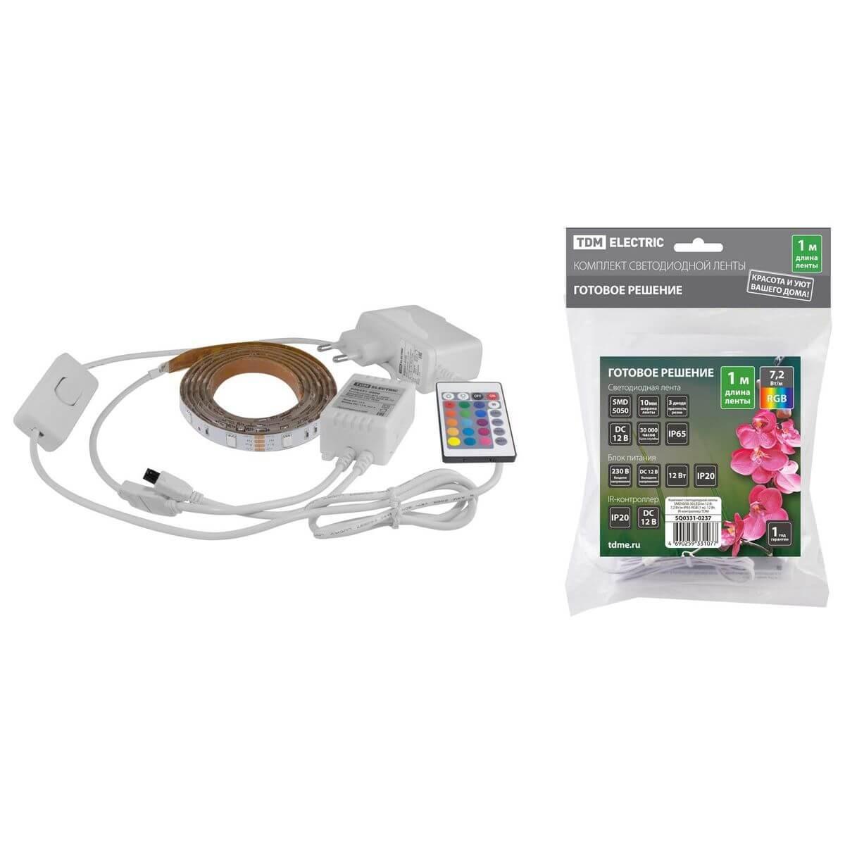 Светодиодная влагозащищенная лента TDM Electric 7,2W/m 30LED/m 5050SMD разноцветный 5M SQ0331-0237 Светодиодная влагозащищенная лента TDM Electric 7,2W/m 30LED/m 5050SMD разноцветный 5M SQ0331-0237