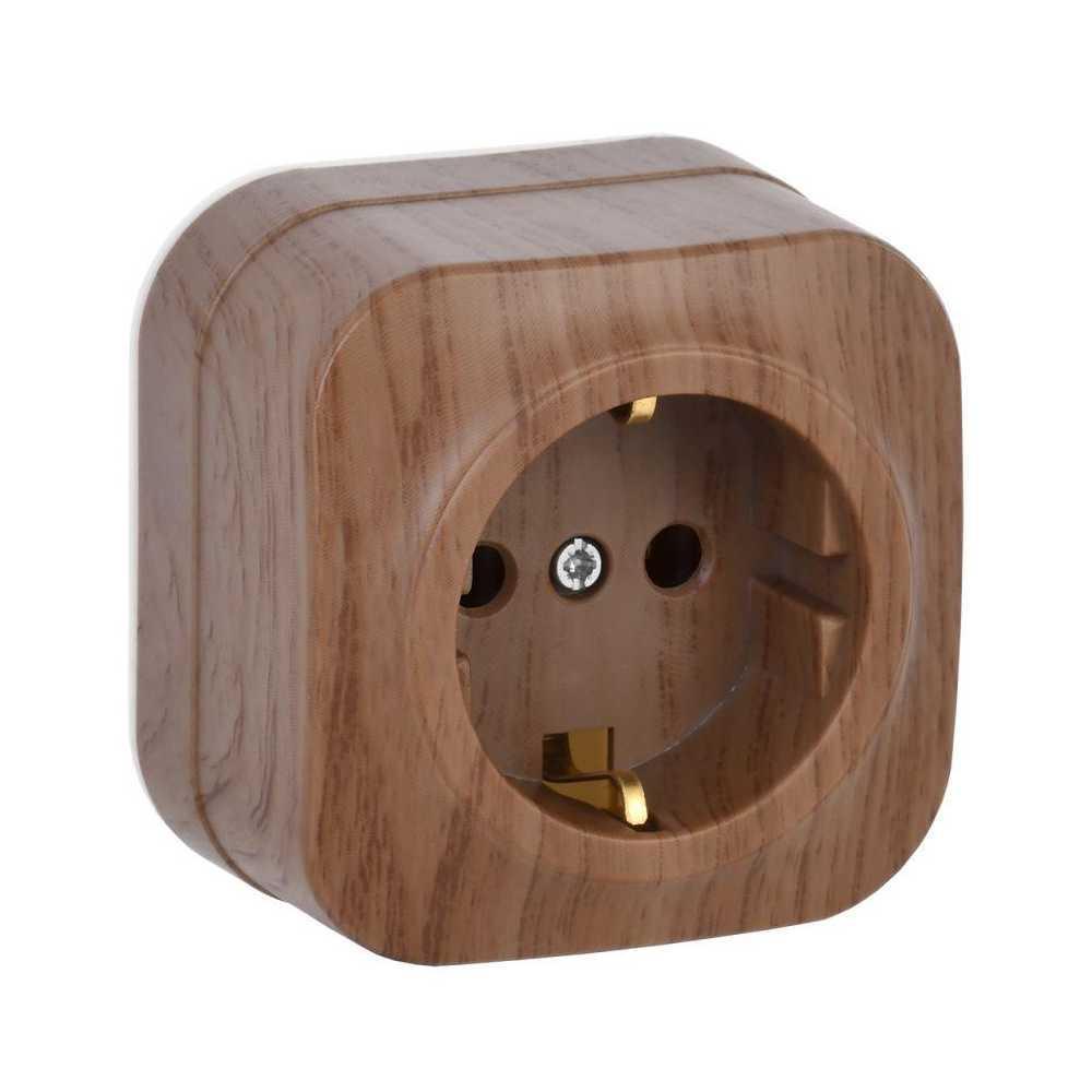 Розетка 2P+PE IEK Glory дуб ERH11-K24-16 Розетка 2P+PE IEK Glory дуб ERH11-K24-16