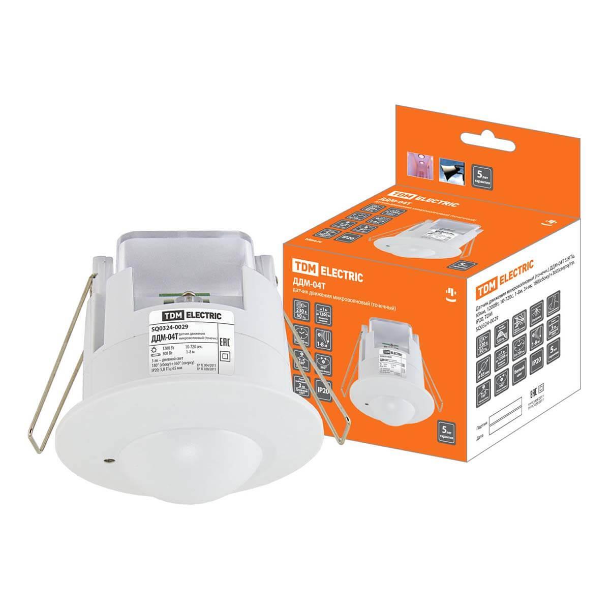Датчик движения микроволновый TDM Electric ДДМ-04 SQ0324-0029 Датчик движения микроволновый TDM Electric ДДМ-04 SQ0324-0029