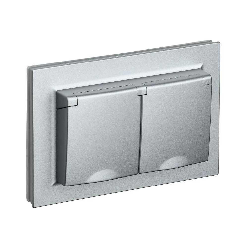 Розетка двойная 2P IEK Brite с крышкой алюминий BR-R26-16-44-K47-F Розетка двойная 2P IEK Brite с крышкой алюминий BR-R26-16-44-K47-F