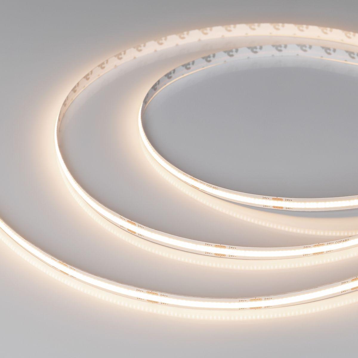 Светодиодная лента Arlight 10W/m 480Led/m CSP теплый белый 20M COB-X480-8mm 24V Warm3500 047753 Светодиодная лента Arlight 10W/m 480Led/m CSP теплый белый 20M COB-X480-8mm 24V Warm3500 047753