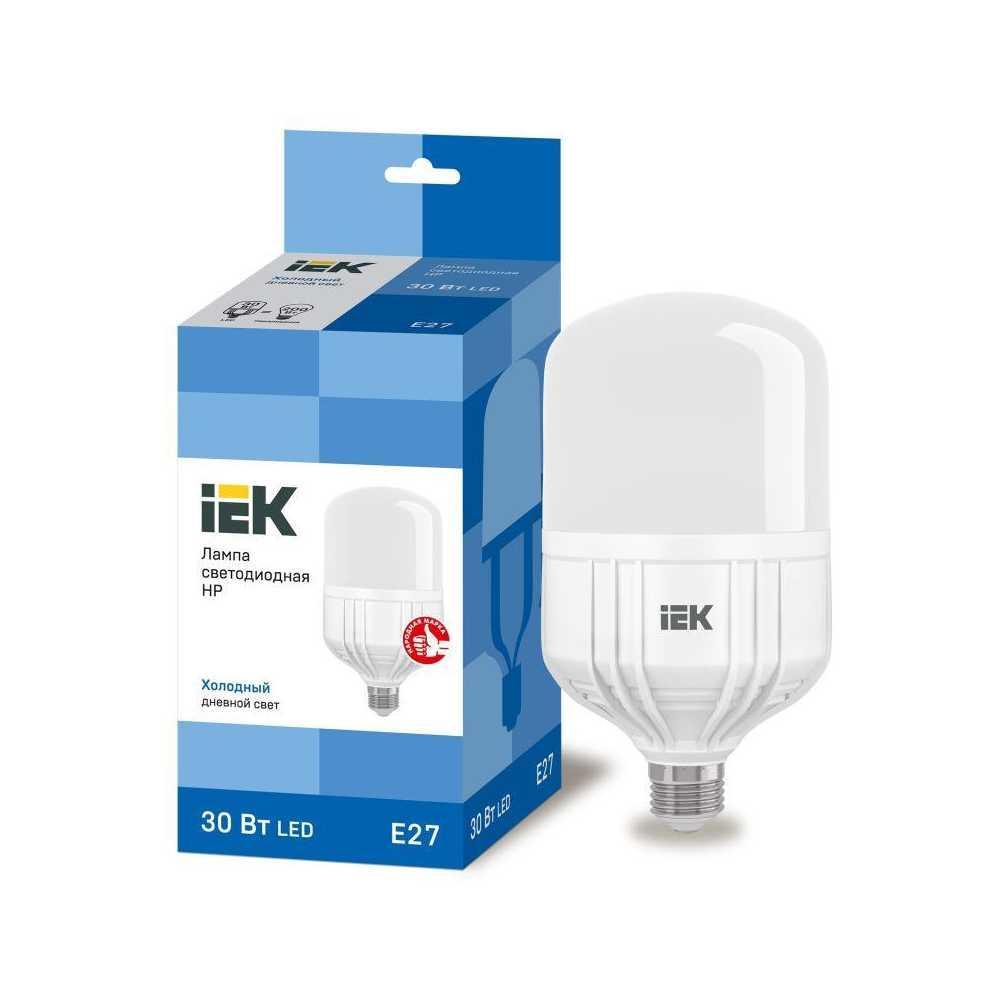 Лампа светодиодная сверхмощная IEK E27 30W 6500K матовая LLE-HP-30-230-65-E27