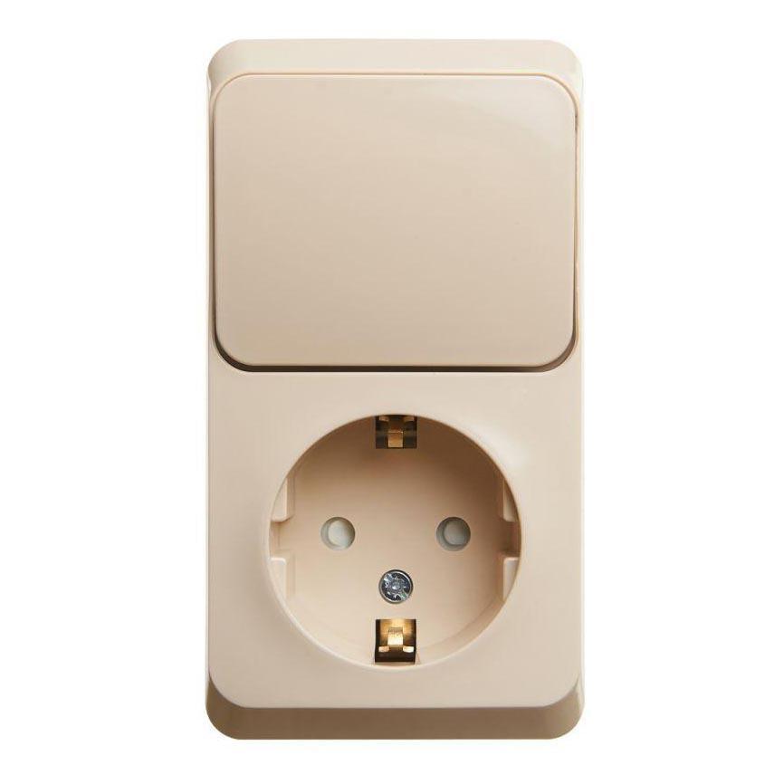 Блок розетка-выключатель Schneider Electric Этюд кремовый BPA16-201K Блок розетка-выключатель Schneider Electric Этюд кремовый BPA16-201K