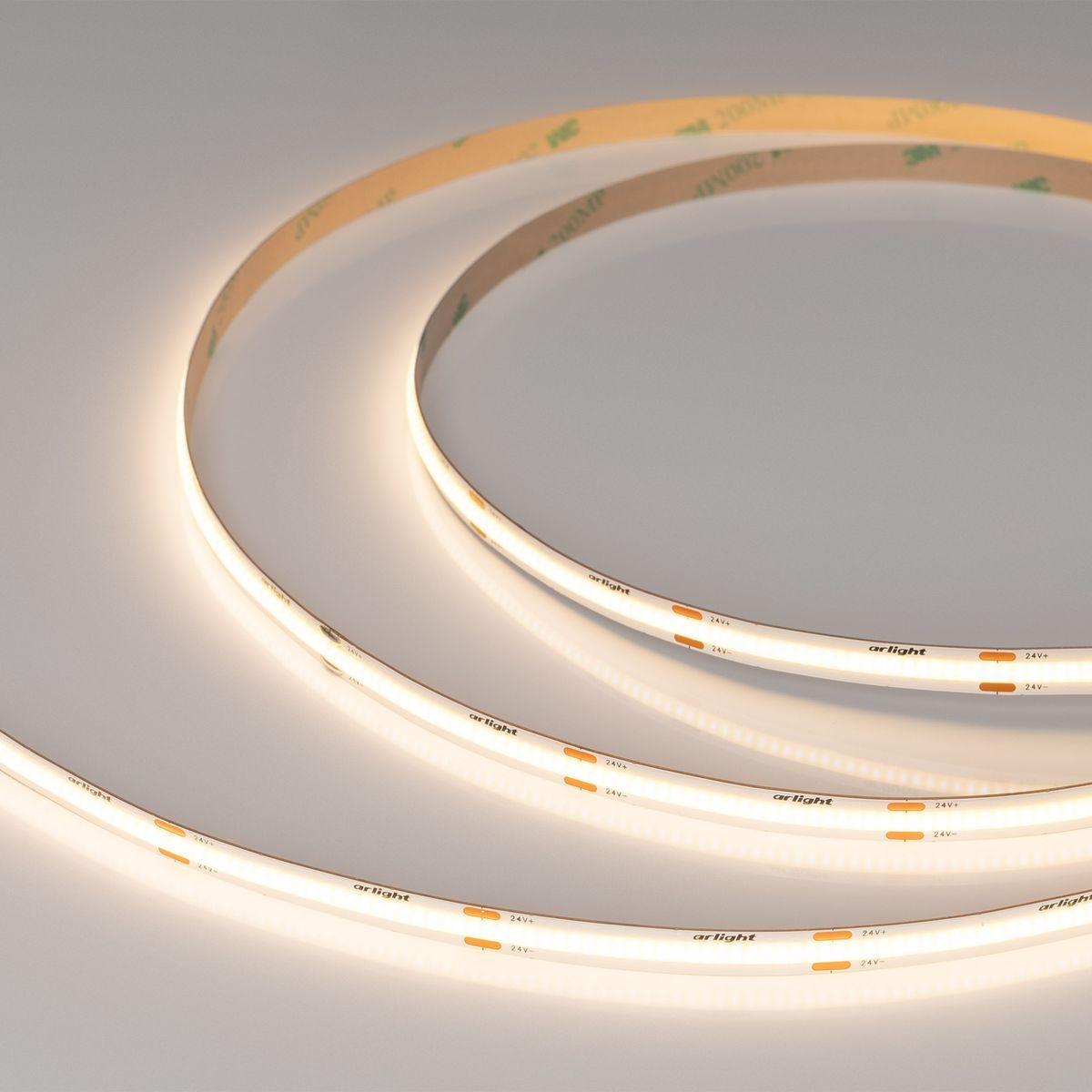 Светодиодная лента Arlight 8W/m 480Led/m CSP теплый белый 5M COB-X480-8mm 24V Warm3500 044575 Светодиодная лента Arlight 8W/m 480Led/m CSP теплый белый 5M COB-X480-8mm 24V Warm3500 044575