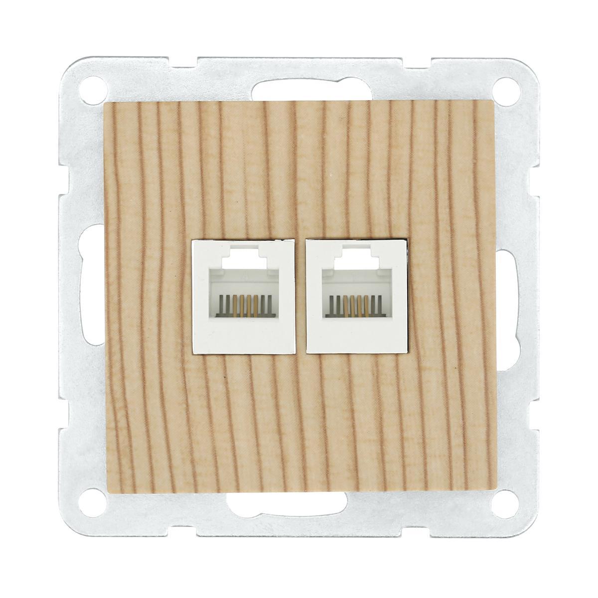 Розетка LK Studio компьютерная 2хRJ-45 кат. 5е с накладкой (сосна) LK60 866225-1 Розетка LK Studio компьютерная 2хRJ-45 кат. 5е с накладкой (сосна) LK60 866225-1