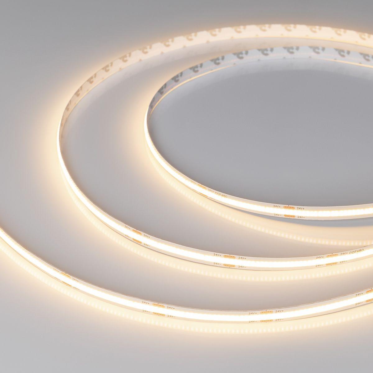 Светодиодная лента Arlight 10W/m 480Led/m CSP теплый белый 20M COB-X480-8mm 24V Warm3000 048025 Светодиодная лента Arlight 10W/m 480Led/m CSP теплый белый 20M COB-X480-8mm 24V Warm3000 048025