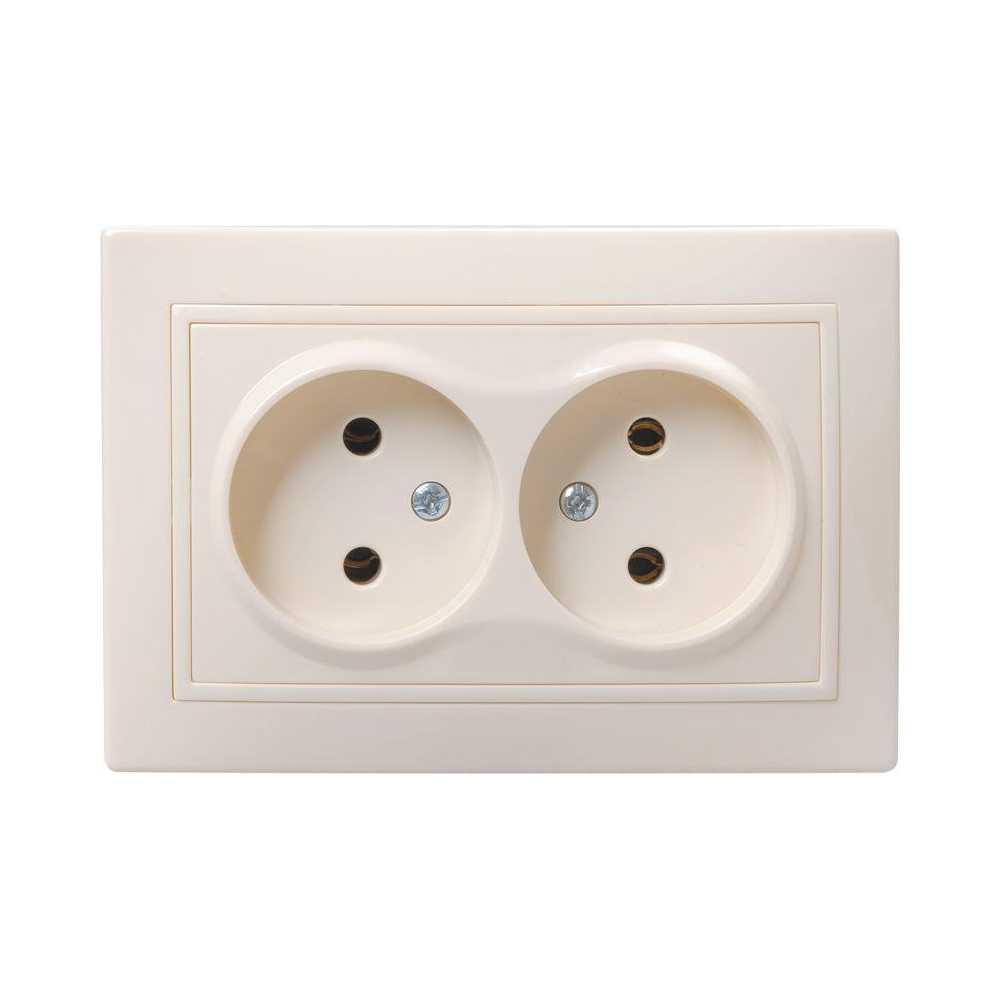 Розетка двойная 2P IEK Kvarta кремовая ERK23-K33-10-DM
