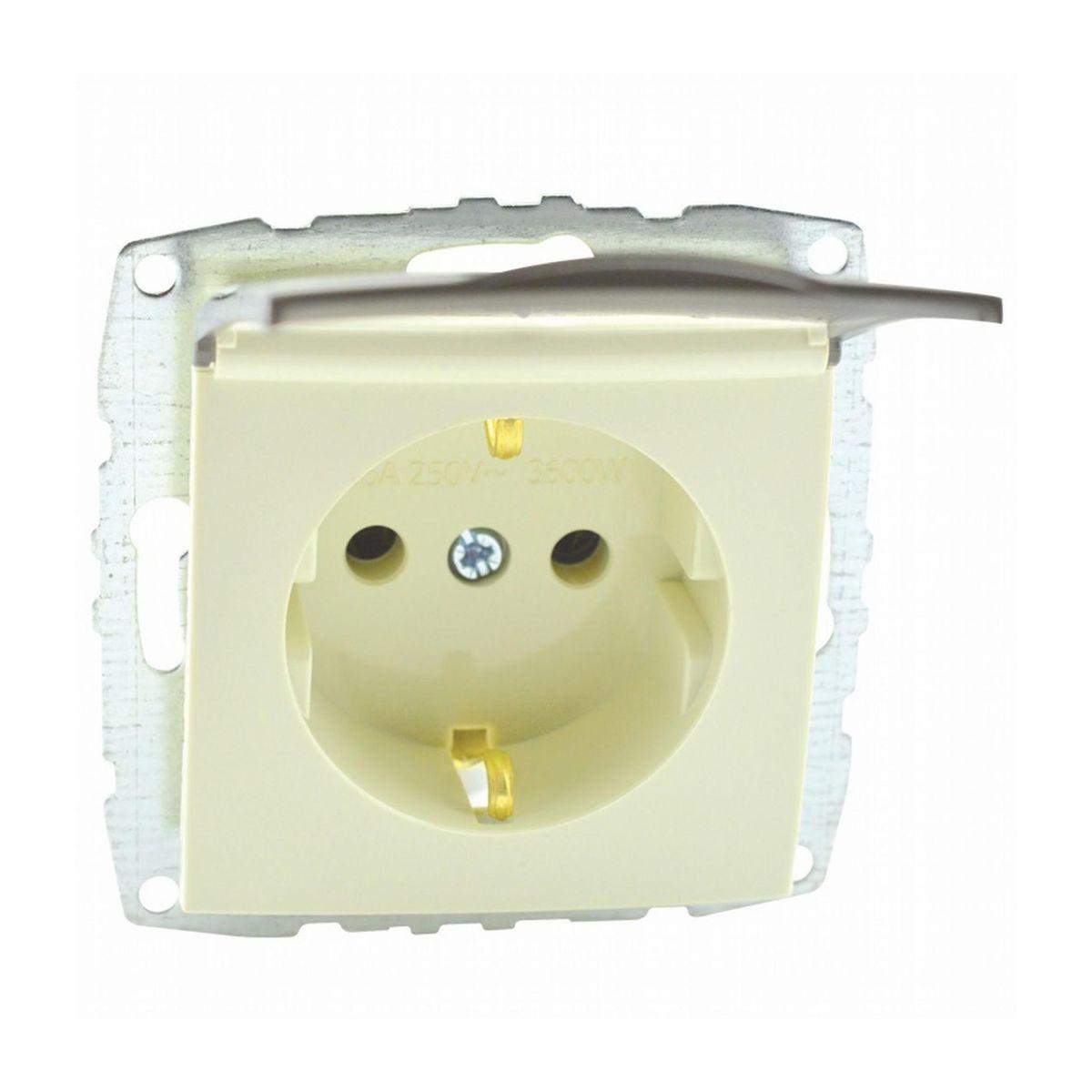 Розетка 2К+З Mono Electric Despina/ Larissa 16A 250V с крышкой винтовое подключение крем 500-001721-118 Розетка 2К+З Mono Electric Despina/ Larissa 16A 250V с крышкой винтовое подключение крем 500-001721-118