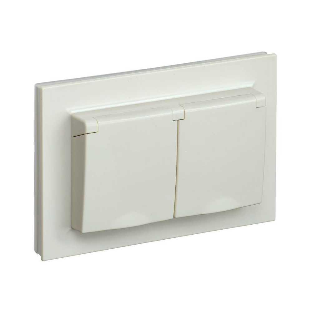 Розетка двойная 2P IEK Brite с крышкой бежевая BR-R26-16-44-K10-F Розетка двойная 2P IEK Brite с крышкой бежевая BR-R26-16-44-K10-F