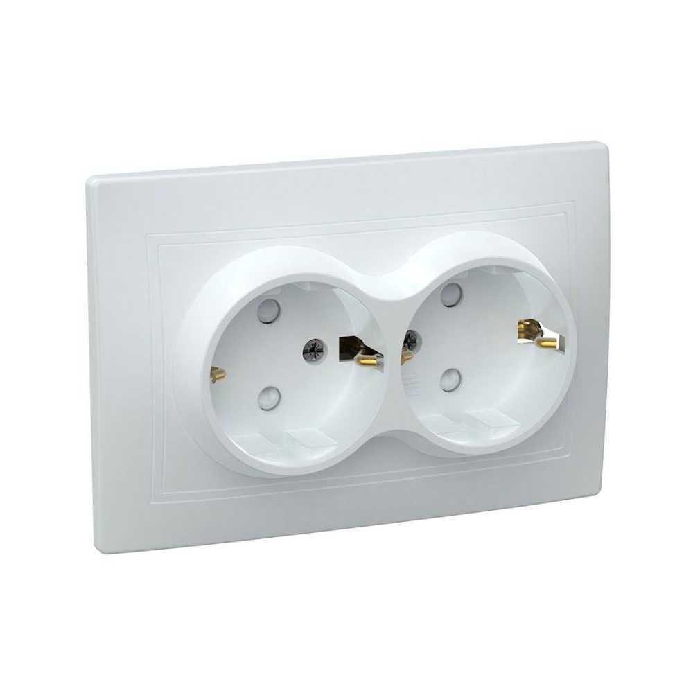 Розетка двойная 2P+PE IEK Kvarta со шторками белая ERK21-K01-16-DM Розетка двойная 2P+PE IEK Kvarta со шторками белая ERK21-K01-16-DM