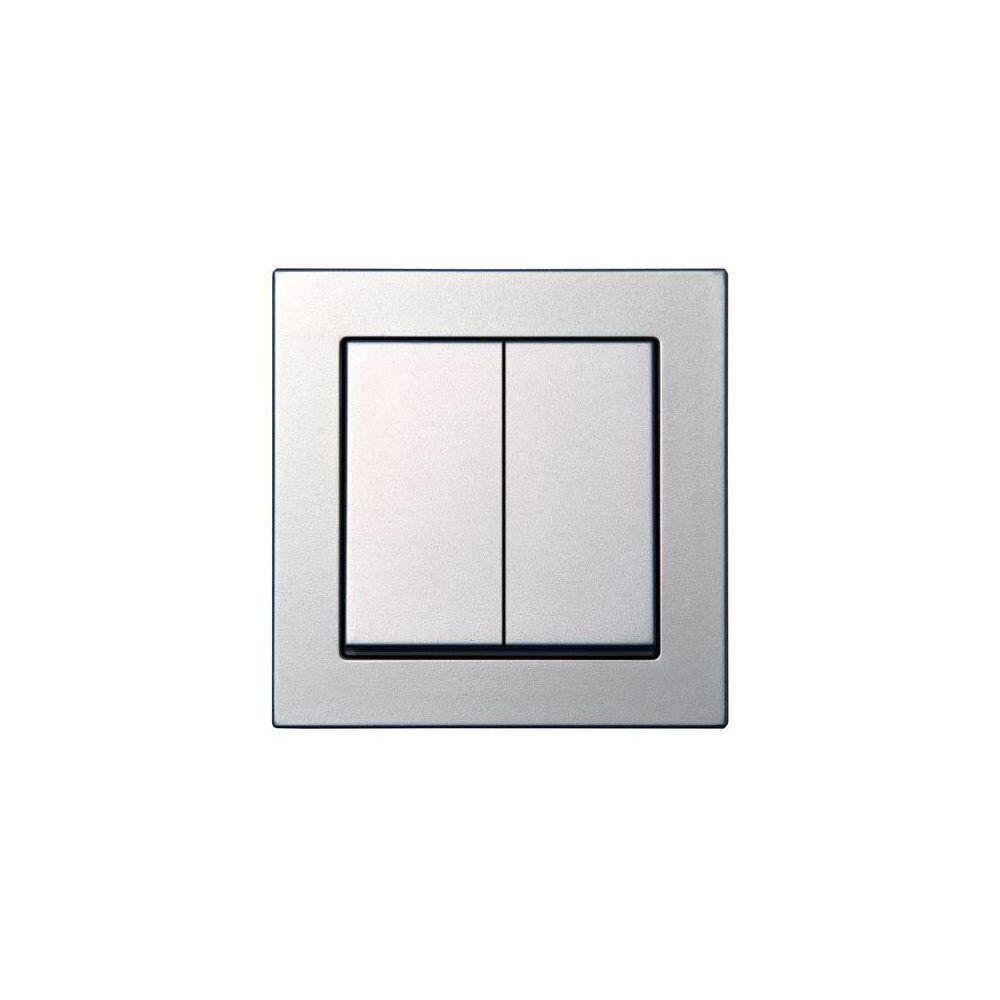 Выключатель двухклавишный Liregus Epsilon серебро 28-173