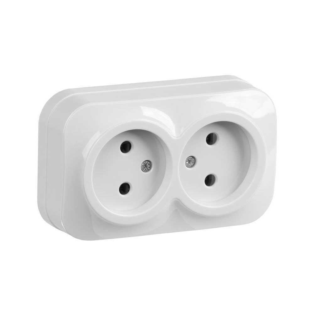 Розетка двойная 2P IEK Glory белая ERH20-K01-10