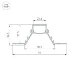 Алюминиевый профиль Arlight COMFORT21-V-FANTOM-2000 ANOD 053032