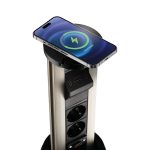 Блок розеток 12J (2 секции, USB type A+C + RJ45 + HDMI) беспроводная зарядка Mebax 00-00002597