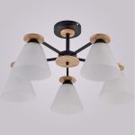 Люстра на штанге Reluce 01625-0.3-05 BK+WOOD