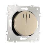 Выключатель двухклавишный с подсветкой Arte Milano 202.31-2.shampan