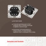 Выключатель двухклавишный проходной Arte Milano 202.33-2.shampan