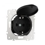 Розетка с заземлением, шторками и защитной крышкой Arte Milano 202.41-1.black