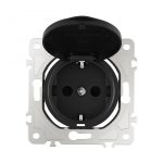 Розетка с заземлением, шторками и защитной крышкой Arte Milano 202.41-1.black
