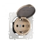 Розетка с заземлением, шторками и защитной крышкой Arte Milano 202.41-1.shampan