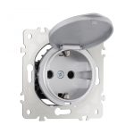 Розетка с заземлением, шторками и защитной крышкой Arte Milano 202.41-1.silver