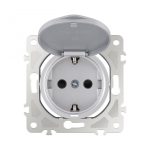 Розетка с заземлением, шторками и защитной крышкой Arte Milano 202.41-1.silver