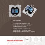 Розетка телефонная RJ11 + компьютерная RJ45 Arte Milano 202.44-1.shampan