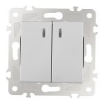 Выключатель двухклавишный с подсветкой Arte Milano 203.31-2.silver