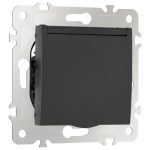 Розетка с заземлением, шторками и защитной крышкой Arte Milano 203.41-1.black