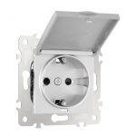 Розетка с заземлением, шторками и защитной крышкой Arte Milano 203.41-1.silver