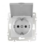 Розетка с заземлением, шторками и защитной крышкой Arte Milano 203.41-1.silver