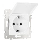 Розетка с заземлением, шторками и защитной крышкой Arte Milano 203.41-1.white