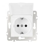 Розетка с заземлением, шторками и защитной крышкой Arte Milano 203.41-1.white