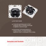 Розетка с заземлением, шторками и защитной крышкой Arte Milano 205.41-1.silver