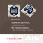 Розетка телефонная RJ11 + компьютерная RJ45 Arte Milano 205.44-1.black