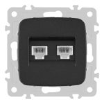 Розетка телефонная RJ11 + компьютерная RJ45 Arte Milano 205.44-1.black