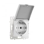 Розетка с заземлением, шторками и защитной крышкой Arte Milano 206.41-1.silver