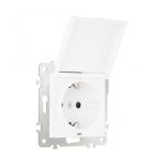 Розетка с заземлением, шторками и защитной крышкой Arte Milano 206.41-1.white