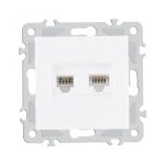 Розетка телефонная RJ11 + компьютерная RJ45 Arte Milano 206.44-1.white