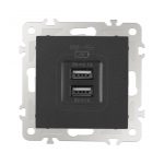 Розетка USB 2.1А+1А Arte Milano 206.46-1.black