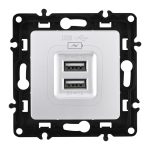 Розетка USB 2.1А+1А Arte Milano 217.46-1.silver