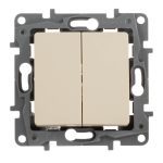 Выключатель двухклавишный Legrand Etika 10A 250V белый 672202