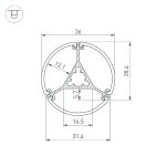 Алюминиевый профиль Arlight ROUND-D36-360-2500 ANOD BLACK 050250