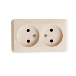 Розетка 2-ая б/з без шторок Systeme Electric Этюд наруж Крем PA16-005K