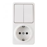 Розетка с заземлением и шторками + выключатель двухклавишный Arte Milano 310.53-1.white