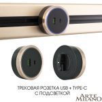 Трековая розетка Arte Milano Am-track-sockets 380066TS LED/USB-Type-C Gold