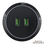 Трековая розетка Arte Milano Am-track-sockets 380066TS LED/USBx2 Black