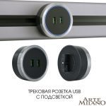 Трековая розетка Arte Milano Am-track-sockets 380066TS LED/USBx2 Grey