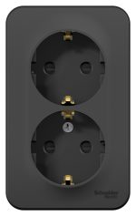 Розетка 2-ая с/з со шторками 16А,250В, изолир. пластина Systeme Electric Blanca наруж Антрацит BLNRA011216