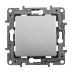Выключатель кнопочный одноклавишный Legrand Etika 6A 250V алюминий 672414